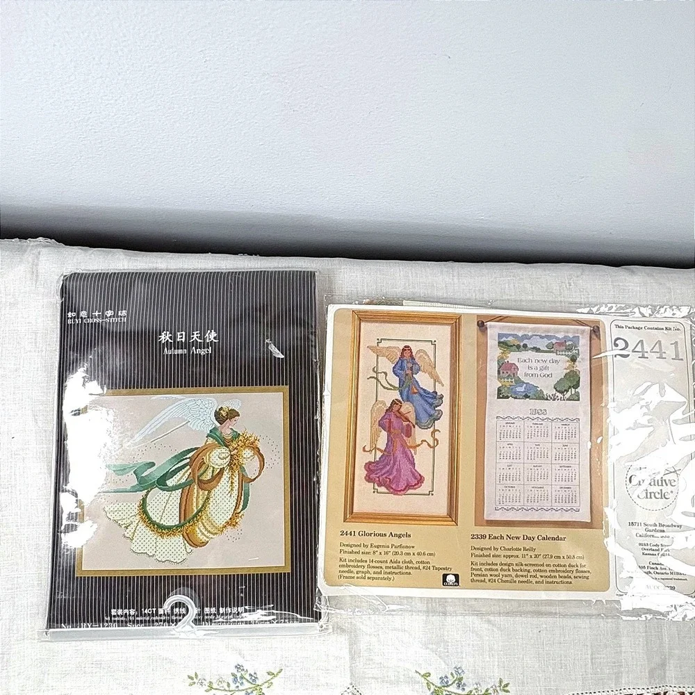 Creative Circle Glorious Angels & Ruyi Autumn Angel Cross Stitch Kit Bundle NEW